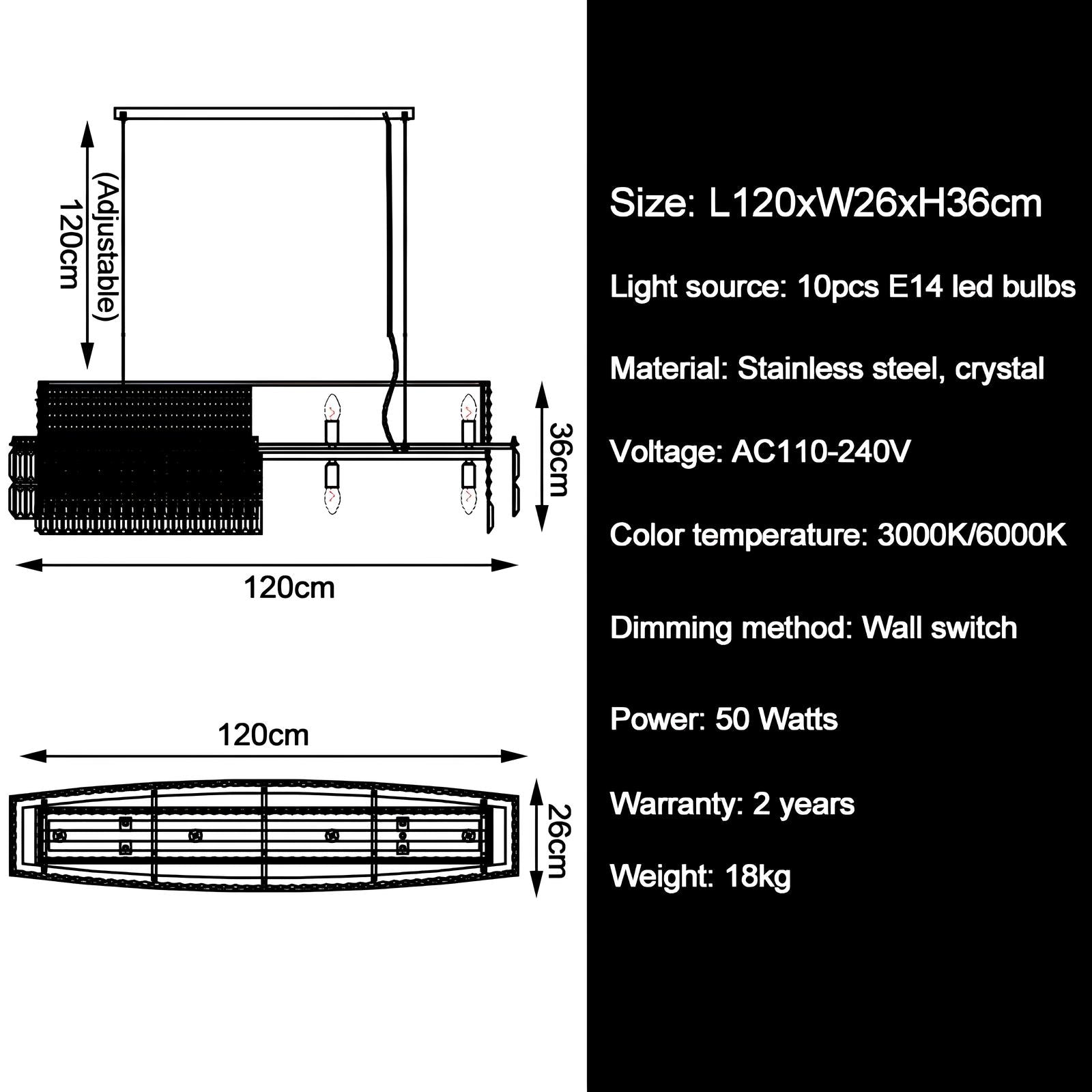 Luxury Crystal Rectangle Chandelier - Homevalley.co.uk