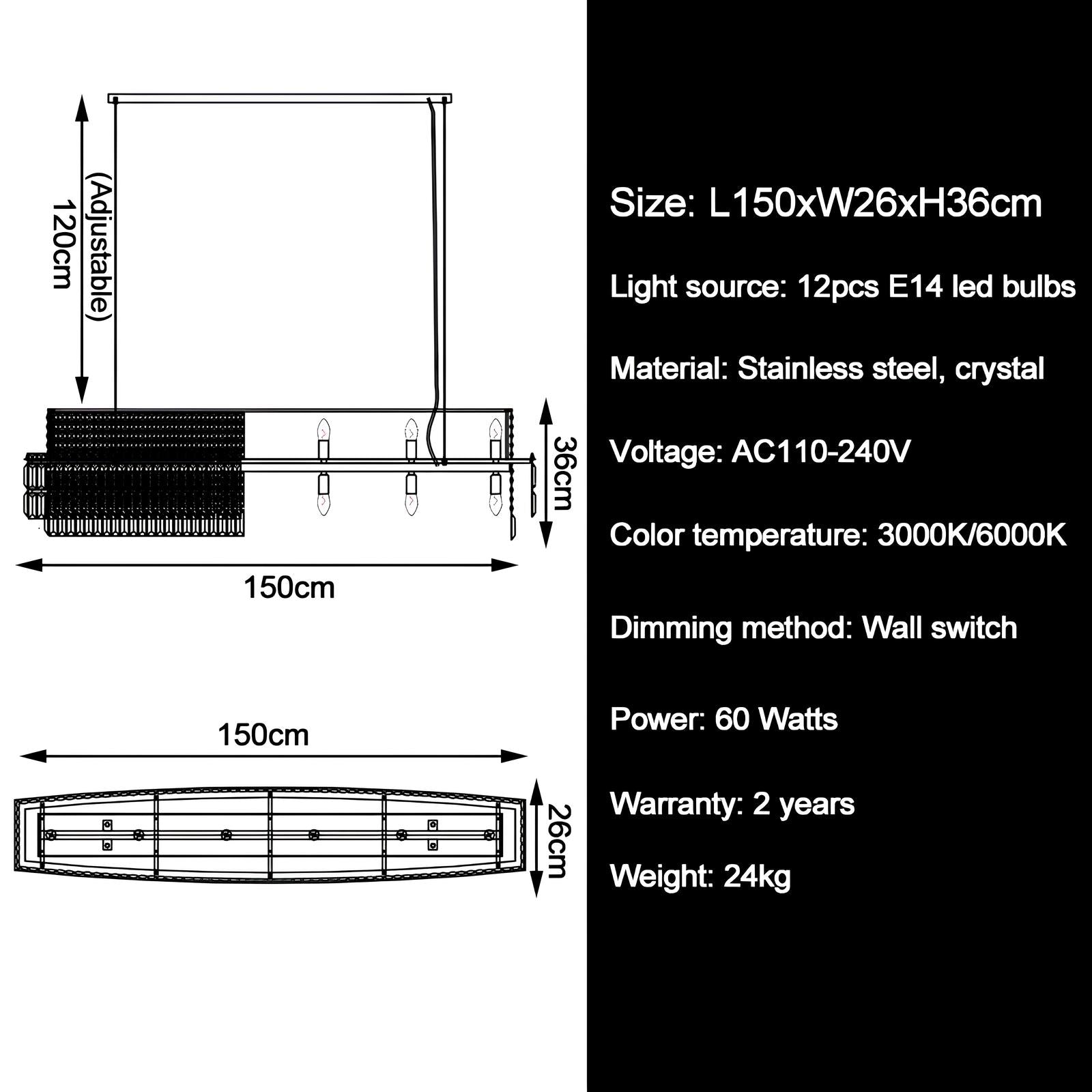 Luxury Crystal Rectangle Chandelier - Homevalley.co.uk
