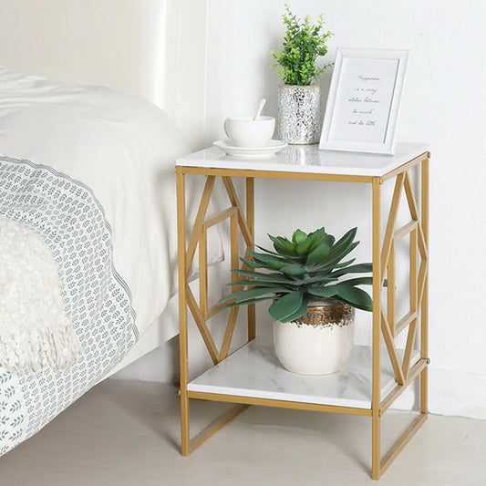 Luxury Gold & Marble Coffee End Side Table - Homevalley.co.uk