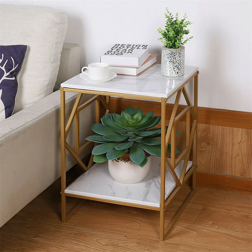 Luxury Gold & Marble Coffee End Side Table - Homevalley.co.uk