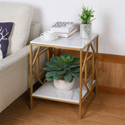 Luxury Gold & Marble Coffee End Side Table - Homevalley.co.uk