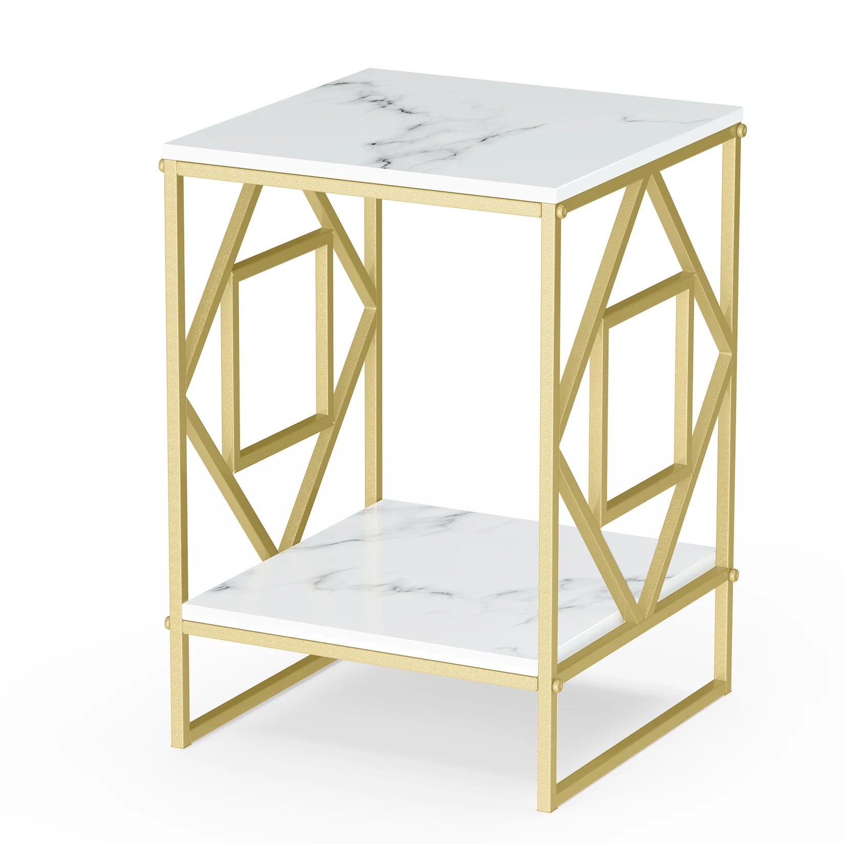 Luxury Gold & Marble Coffee End Side Table - Homevalley.co.uk