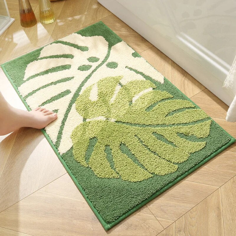 Luxury Leaves Absorbent Non-Slip Bathroom Mat – Elegant, Soft, and Safe for Your Home - Homevalley.co.uk