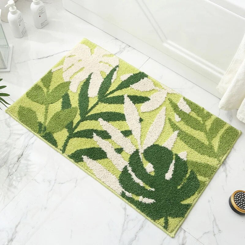 Luxury Leaves Absorbent Non-Slip Bathroom Mat – Elegant, Soft, and Safe for Your Home - Homevalley.co.uk