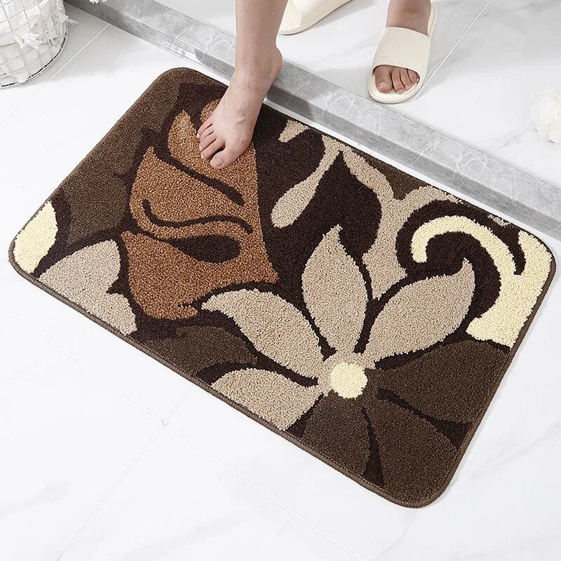 Luxury Leaves Absorbent Non-Slip Bathroom Mat – Elegant, Soft, and Safe for Your Home - Homevalley.co.uk