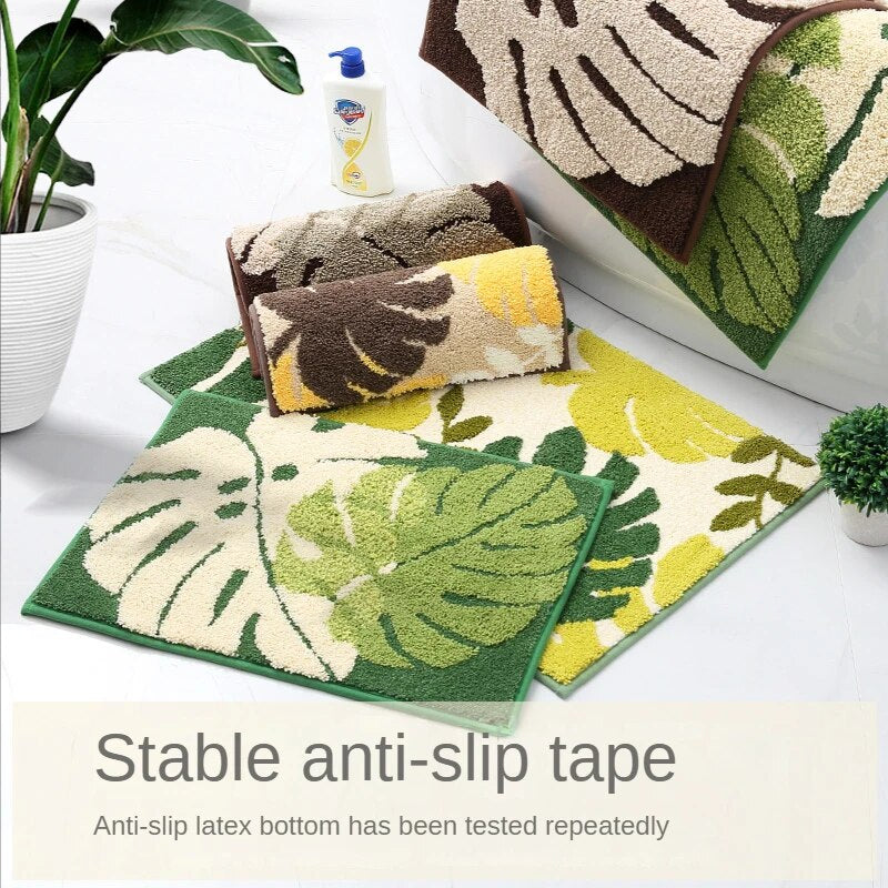 Luxury Leaves Absorbent Non-Slip Bathroom Mat – Elegant, Soft, and Safe for Your Home - Homevalley.co.uk