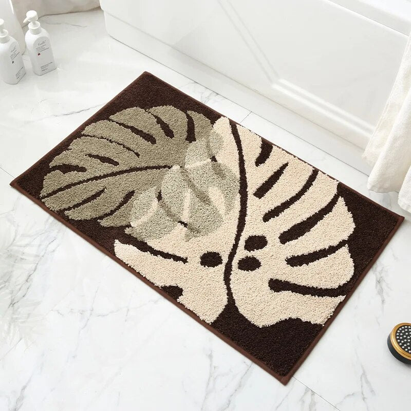 Luxury Leaves Absorbent Non-Slip Bathroom Mat – Elegant, Soft, and Safe for Your Home - Homevalley.co.uk