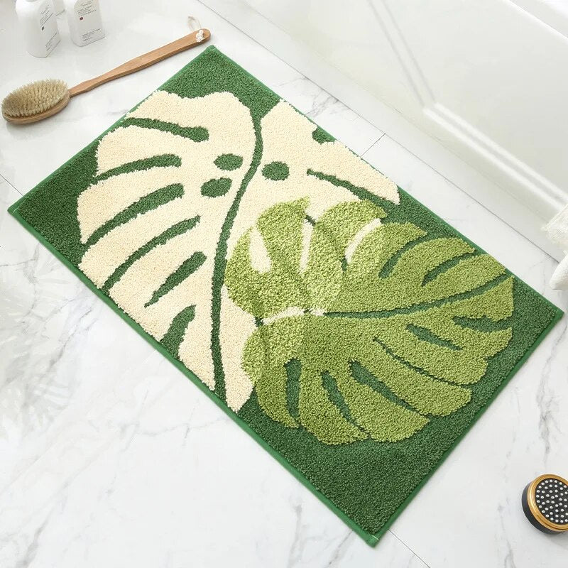 Luxury Leaves Absorbent Non-Slip Bathroom Mat – Elegant, Soft, and Safe for Your Home - Homevalley.co.uk