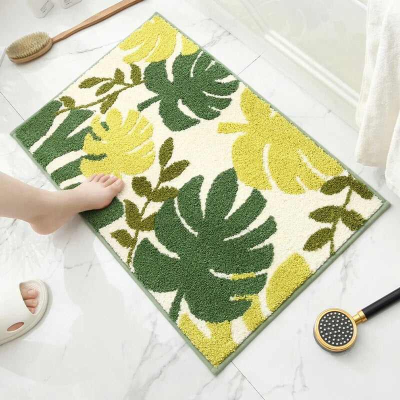 Luxury Leaves Absorbent Non-Slip Bathroom Mat – Elegant, Soft, and Safe for Your Home - Homevalley.co.uk
