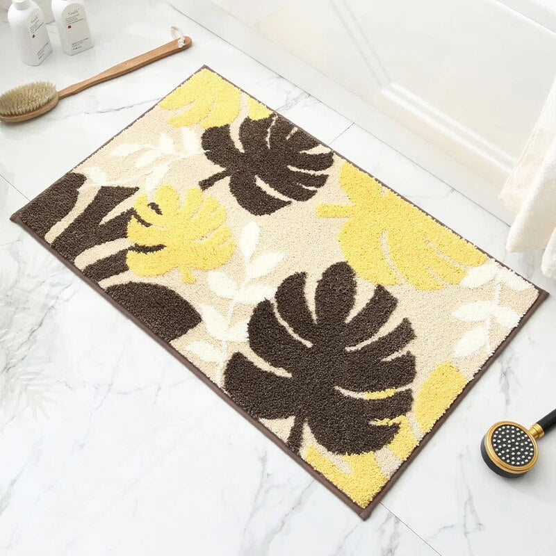 Luxury Leaves Absorbent Non-Slip Bathroom Mat – Elegant, Soft, and Safe for Your Home - Homevalley.co.uk