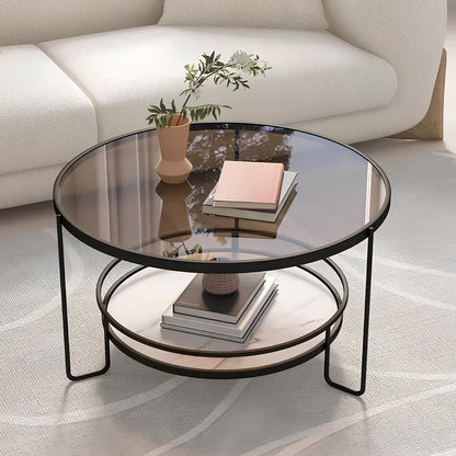 Luxury Tempered Glass Round Coffee Table - Homevalley.co.uk