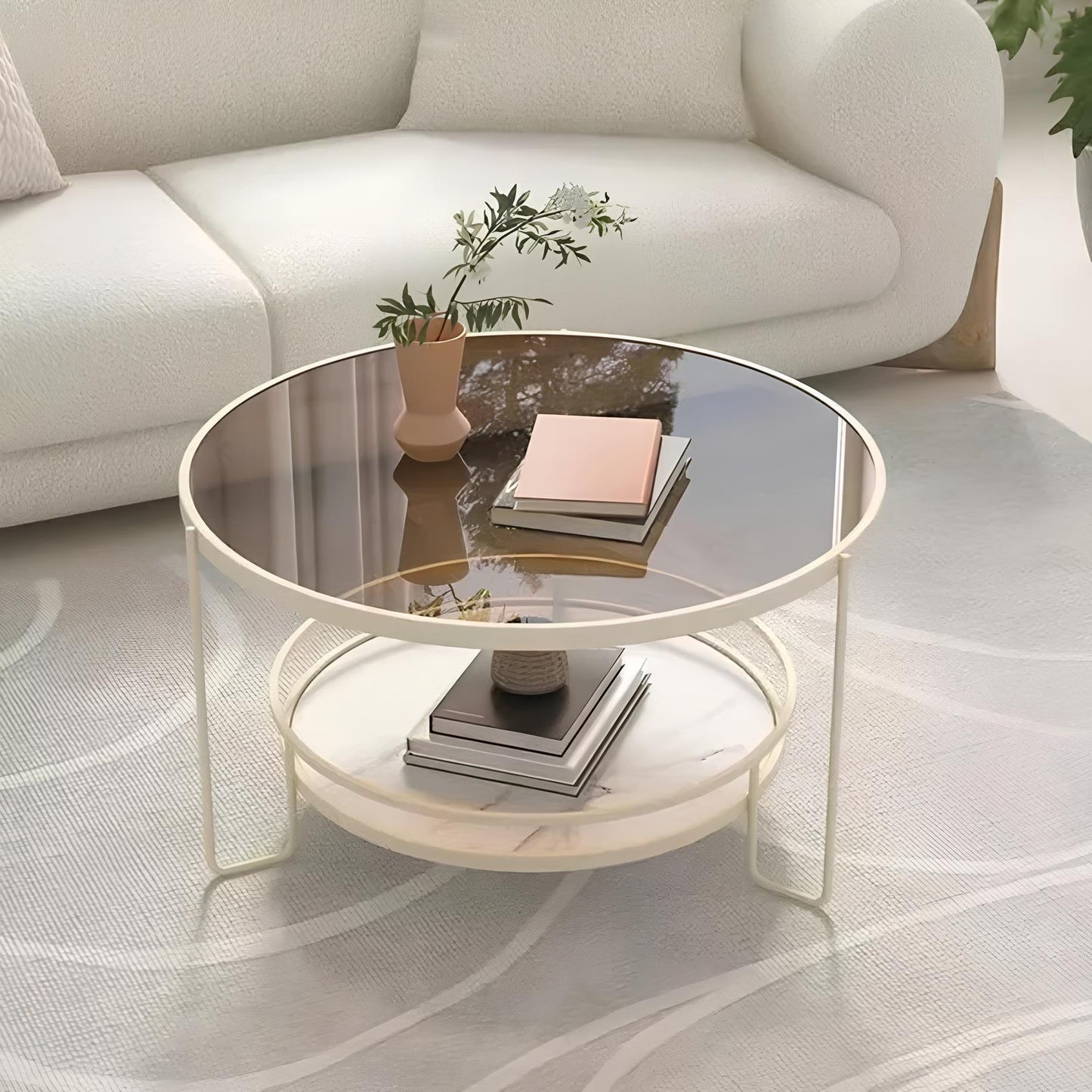 Luxury Tempered Glass Round Coffee Table - Homevalley.co.uk