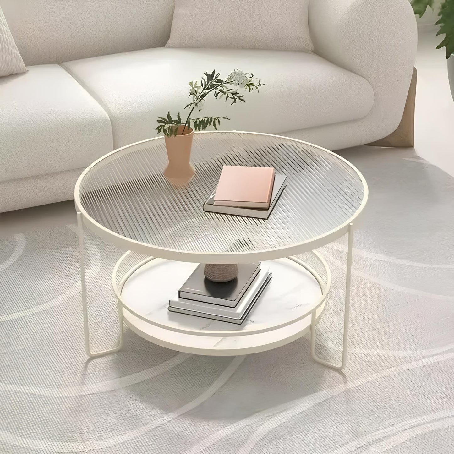 Luxury Tempered Glass Round Coffee Table - Homevalley.co.uk