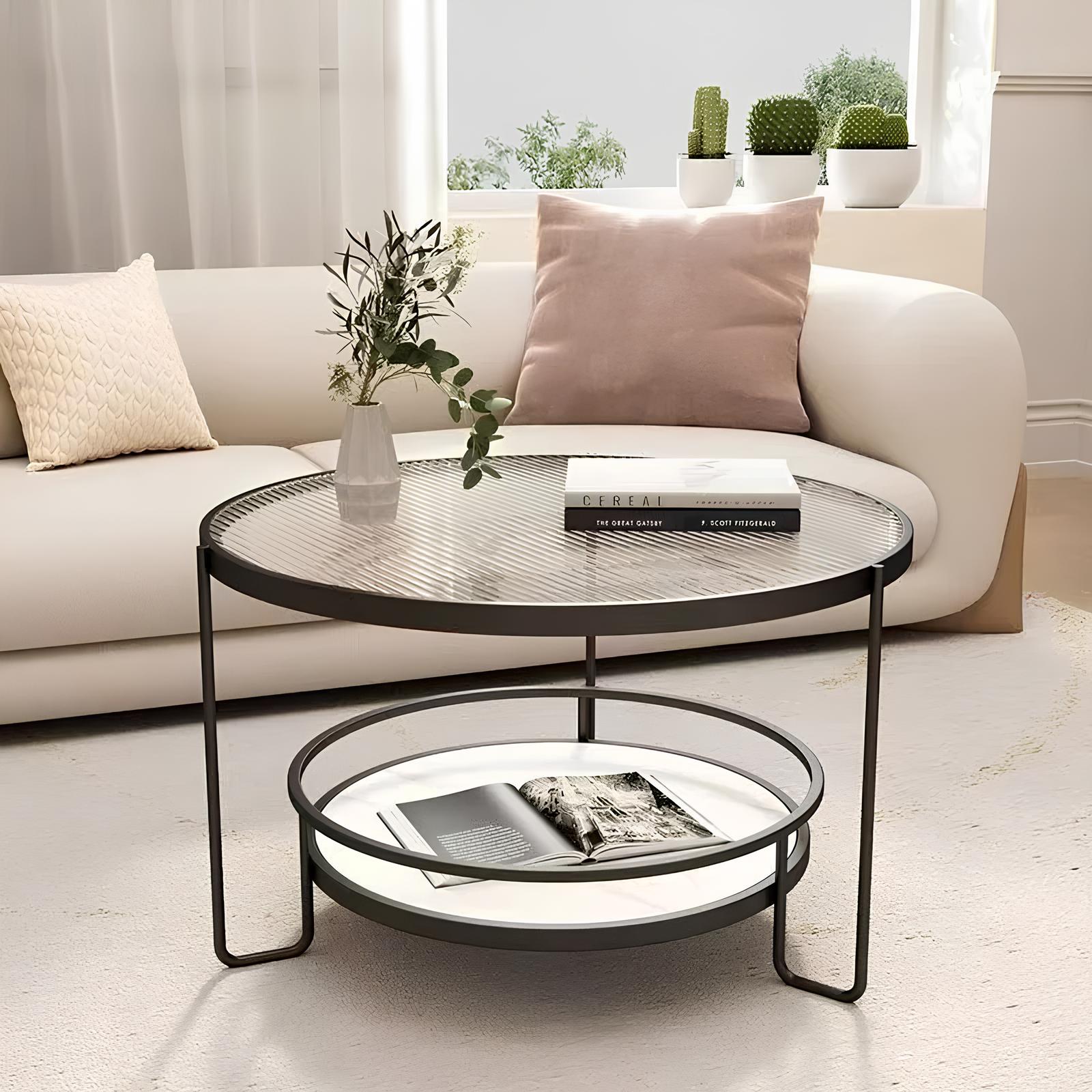 Luxury Tempered Glass Round Coffee Table - Homevalley.co.uk