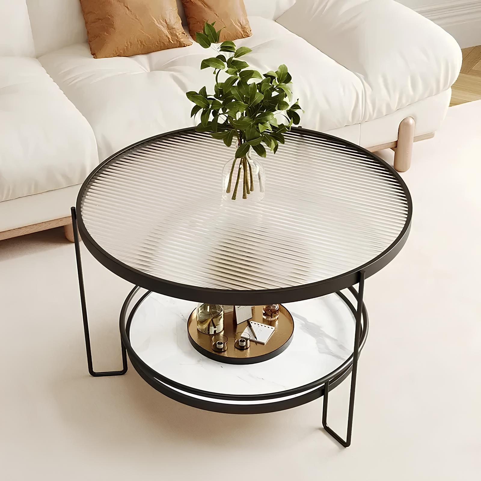 Luxury Tempered Glass Round Coffee Table - Homevalley.co.uk