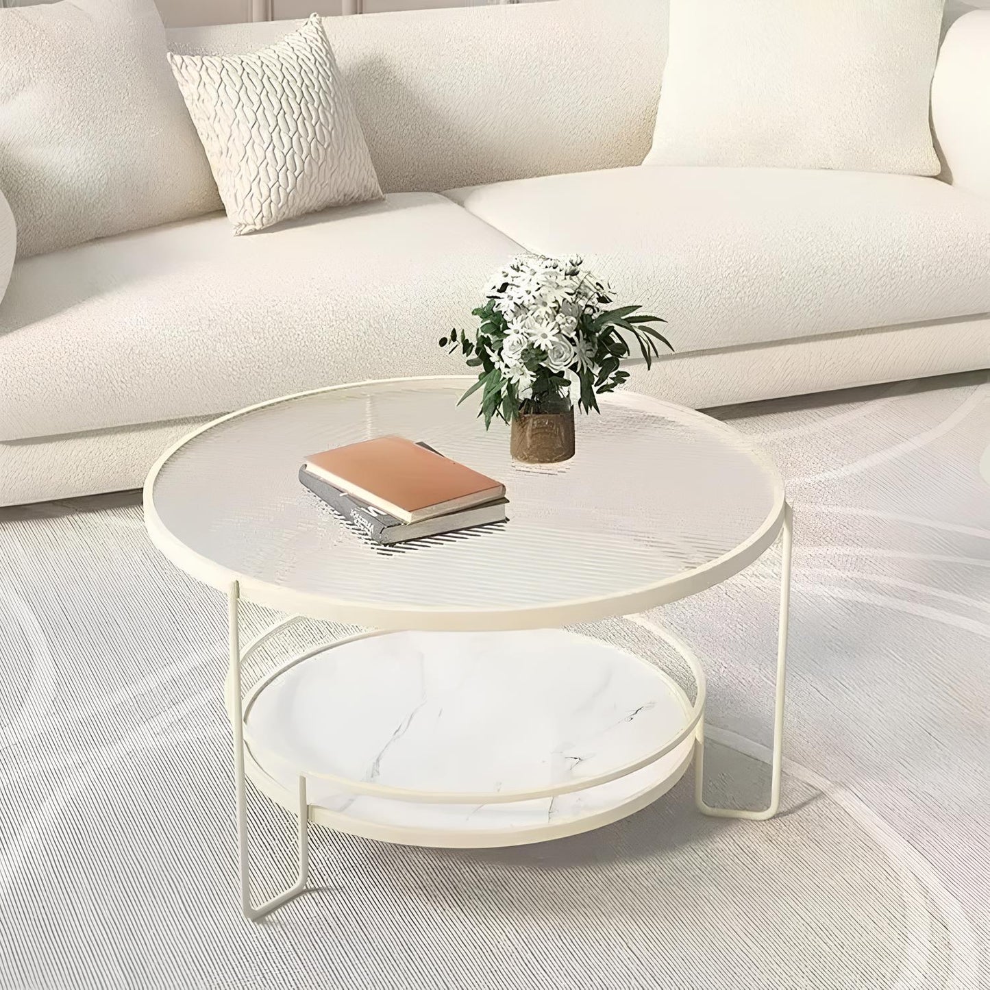 Luxury Tempered Glass Round Coffee Table - Homevalley.co.uk