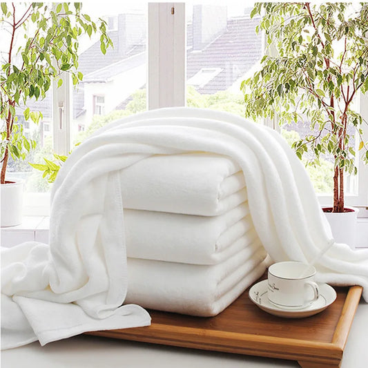 Luxury White 100% Cotton Large Bath Towel, Size 80 x 180cm - Homevalley.co.uk