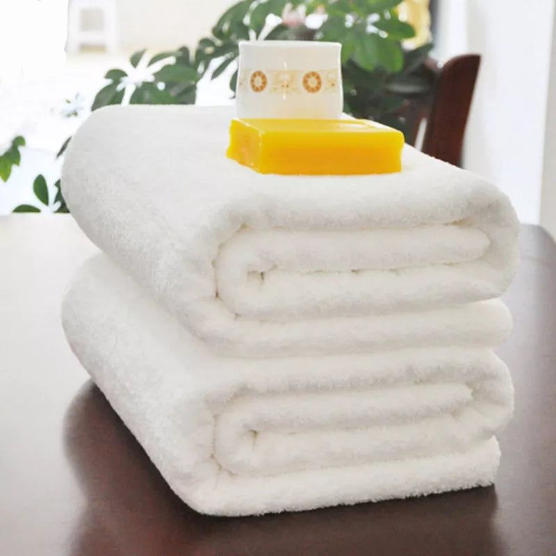 Luxury White 100% Cotton Large Bath Towel, Size 80 x 180cm - Homevalley.co.uk