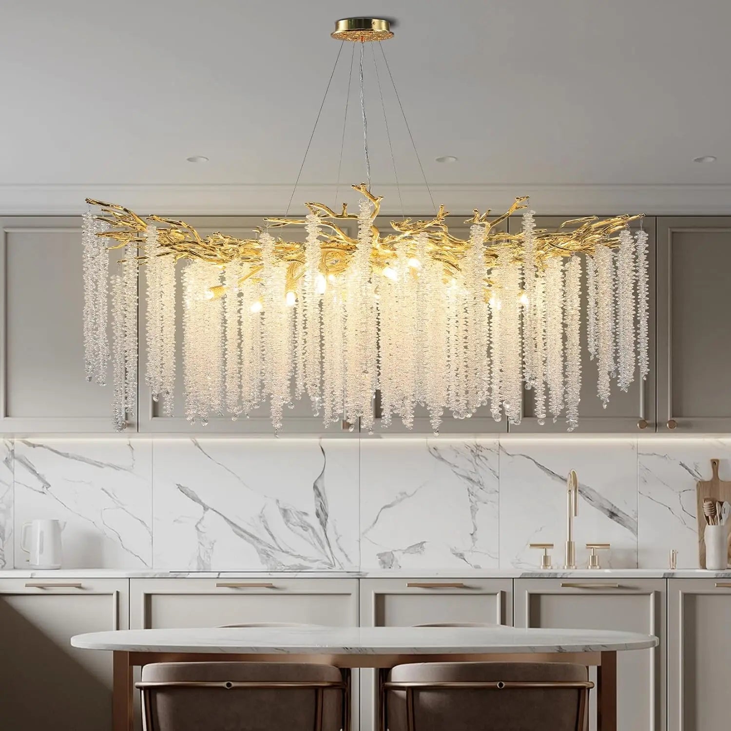Crystal Chandelier Raindrop Hanging Pendant Lighting Fixture - Homevalley.co.uk