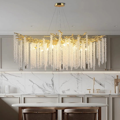 Crystal Chandelier Raindrop Hanging Pendant Lighting Fixture - Homevalley.co.uk