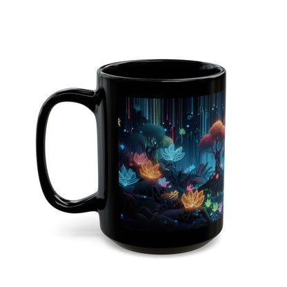 Magical Garden Black Coffee Mug, Dream Garden Tea cup, Floral Coffee Mug, Gift for Her, Gift for Him, Mother's Day, Gift Idea, (11oz, 15oz) - Homevalley.co.uk