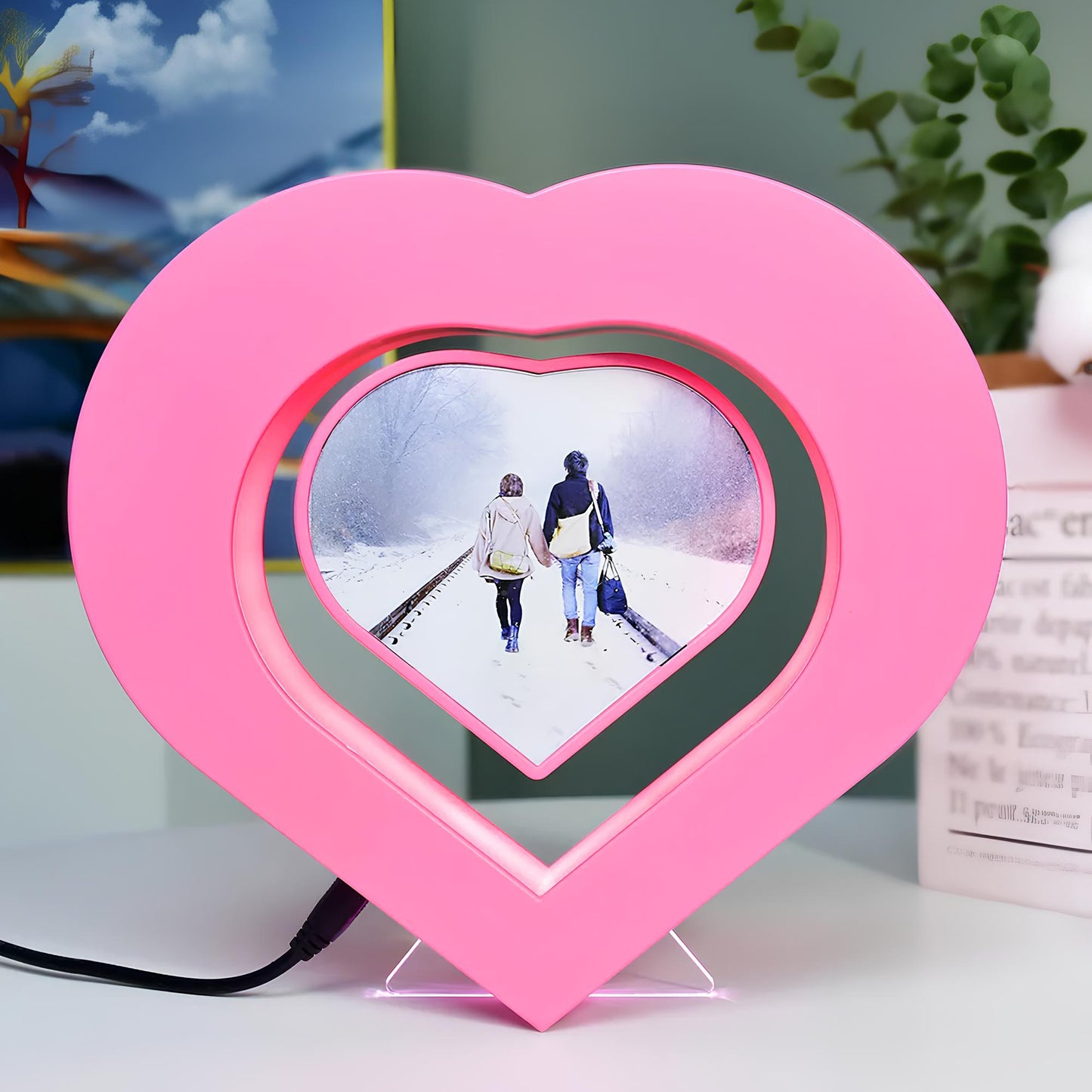 Magnetic Levitating Floating Heart Shaped Photo Frame Valentine's Day - Homevalley.co.uk