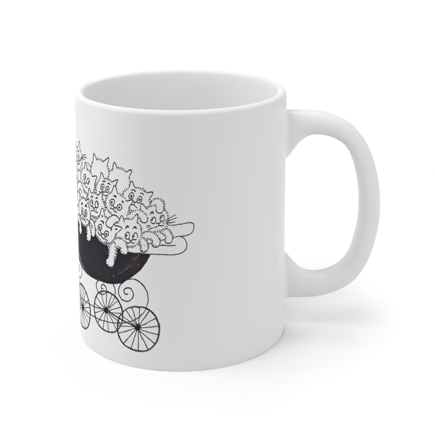 Mama Cat with Kittens White Ceramic Coffee Mug, Cat and Kittens Tea Cup, Animal Lovers Coffee Cup, Gift for Her, Mother's Day, 11oz - Homevalley.co.uk