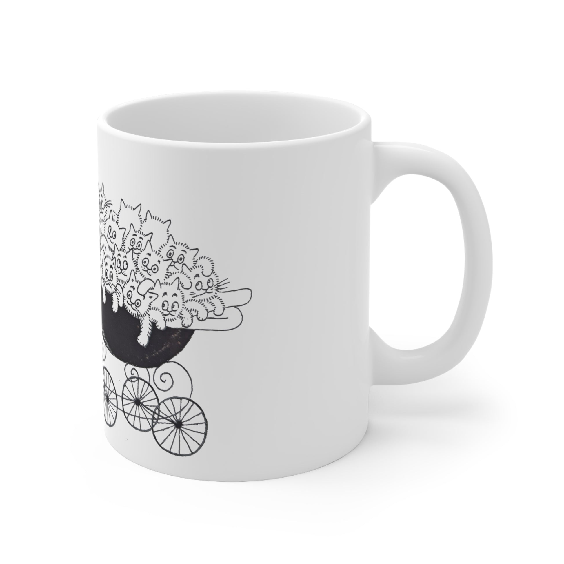 Mama Cat with Kittens White Ceramic Coffee Mug, Cat and Kittens Tea Cup, Animal Lovers Coffee Cup, Gift for Her, Mother's Day, 11oz - Homevalley.co.uk
