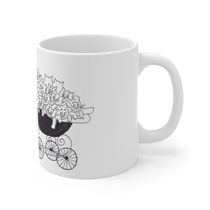Mama Cat with Kittens White Ceramic Coffee Mug, Cat and Kittens Tea Cup, Animal Lovers Coffee Cup, Gift for Her, Mother's Day, 11oz - Homevalley.co.uk