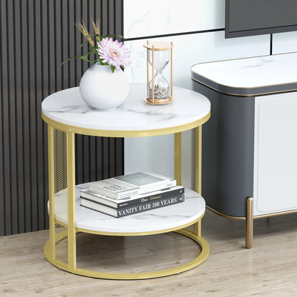 Marble Modern Round Accent Side Coffee Table - Homevalley.co.uk
