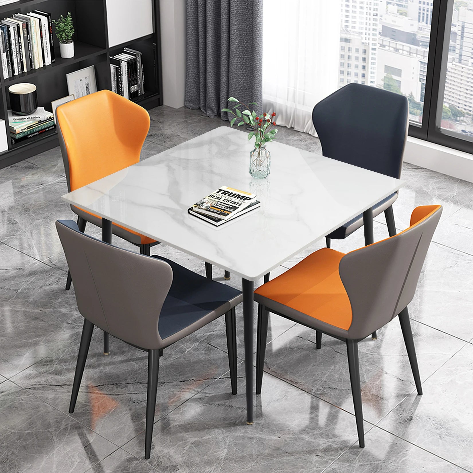 Marble Slate Kitchen Dining Table with Sintered Stone Top - Homevalley.co.uk