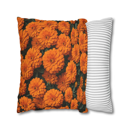 Marigold Flowers Cushion Cover, Orange Flowers Cushion Cover, Floral Pillow, Botanical Pillow - Homevalley.co.uk