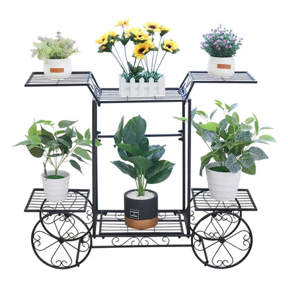 Metal Cart Plant Holder Indoor Garden Shelf - Homevalley.co.uk