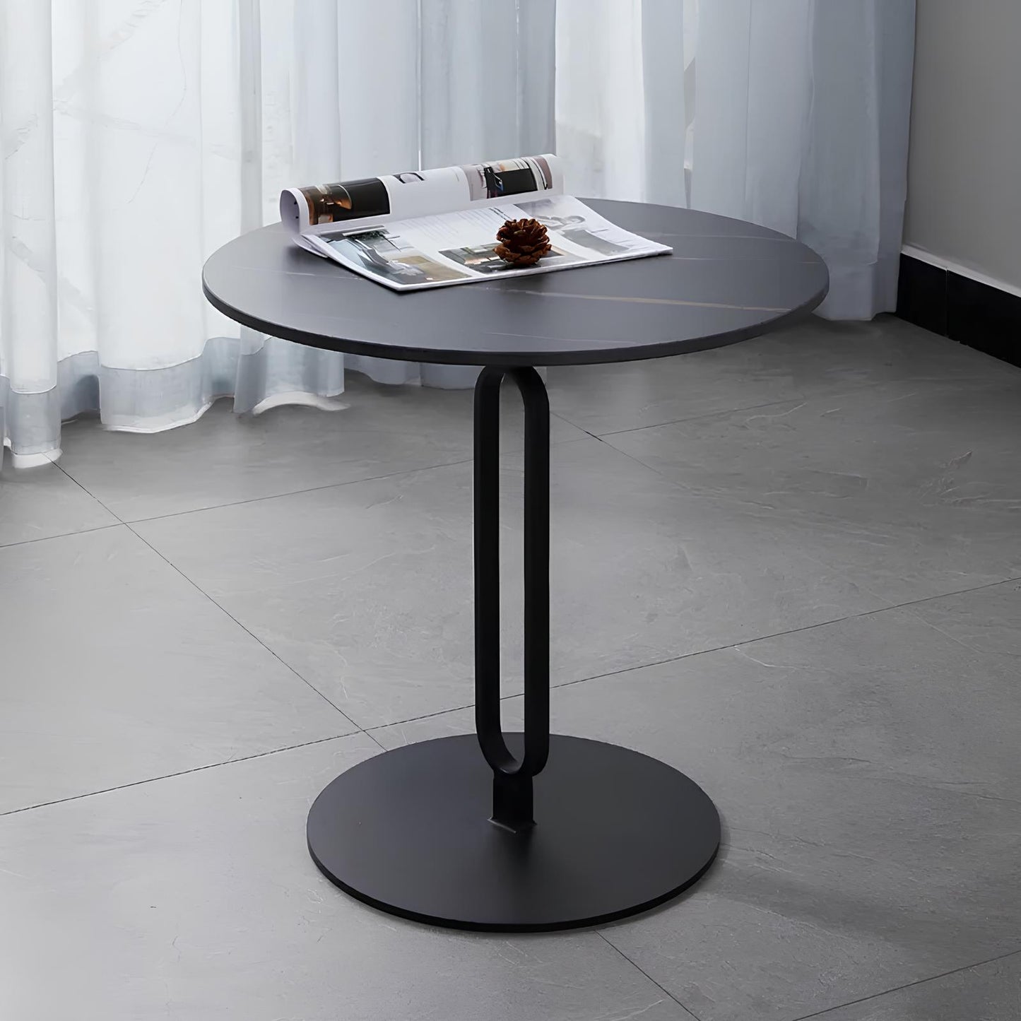 Minimalist Stone Plate Round Coffee Side End Sofa Table - Homevalley.co.uk