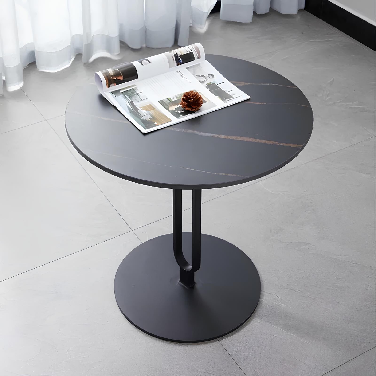 Minimalist Stone Plate Round Coffee Side End Sofa Table - Homevalley.co.uk