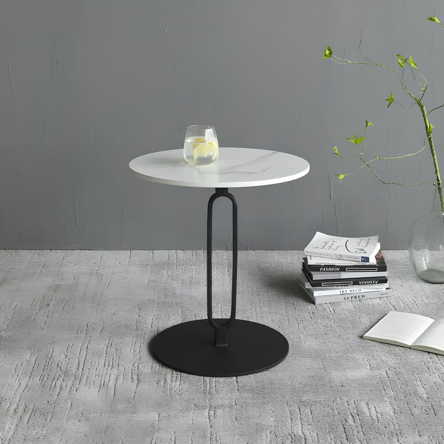 Minimalist Stone Plate Round Coffee Side End Sofa Table - Homevalley.co.uk