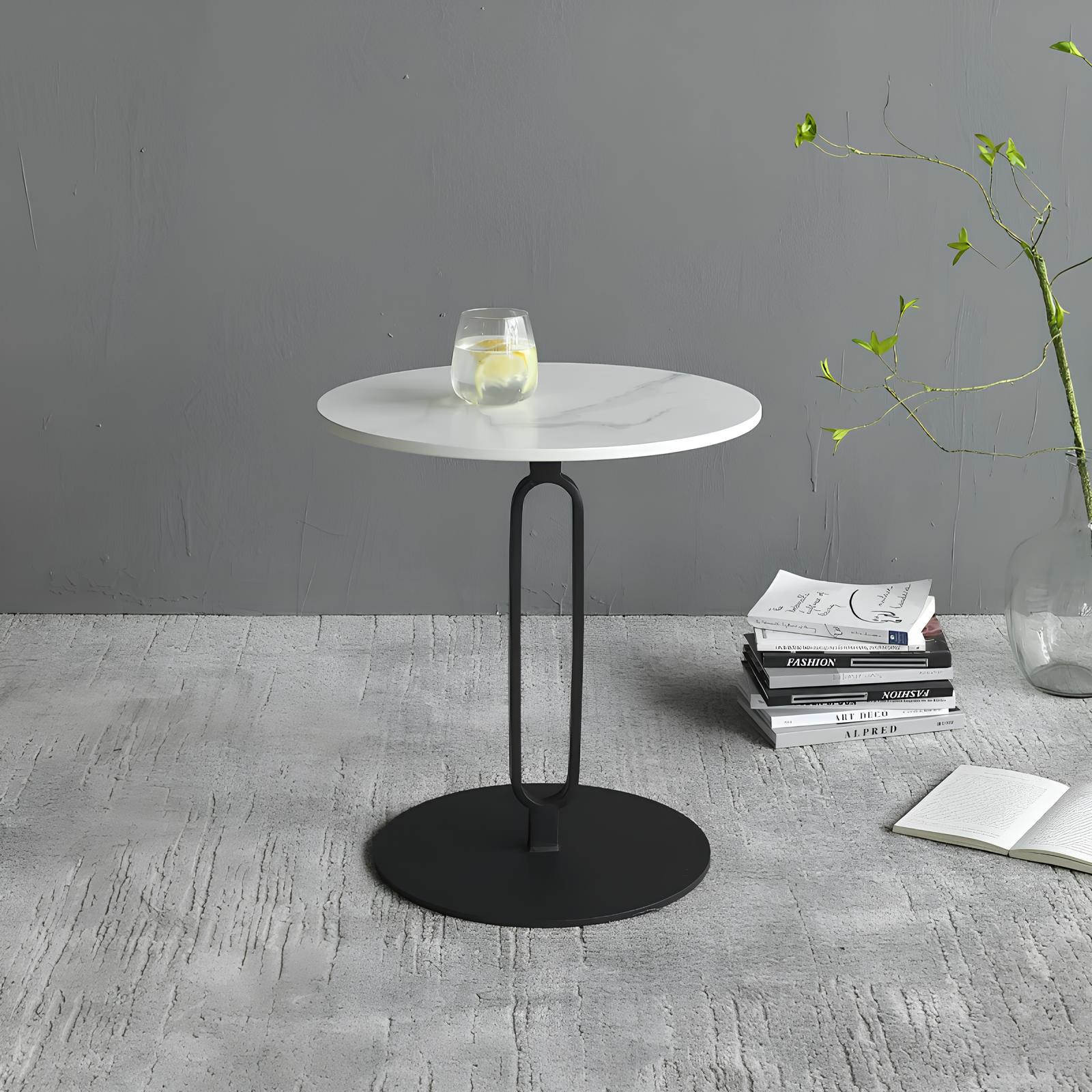 Minimalist Stone Plate Round Coffee Side End Sofa Table - Homevalley.co.uk