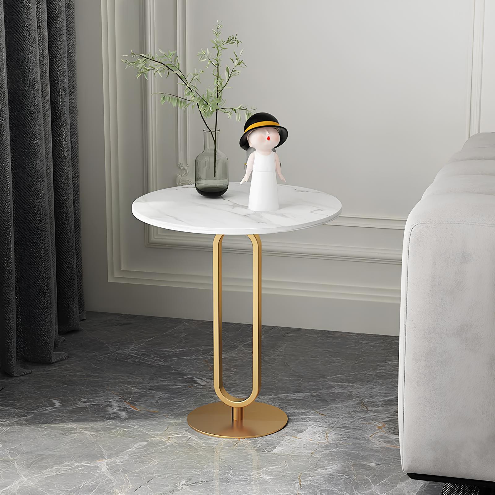 Minimalist Stone Plate Round Coffee Side End Sofa Table - Homevalley.co.uk