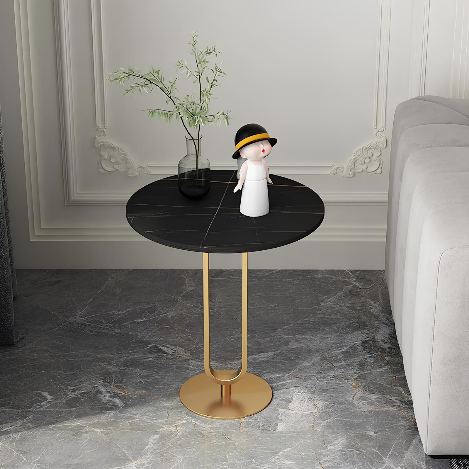 Minimalist Stone Plate Round Coffee Side End Sofa Table - Homevalley.co.uk