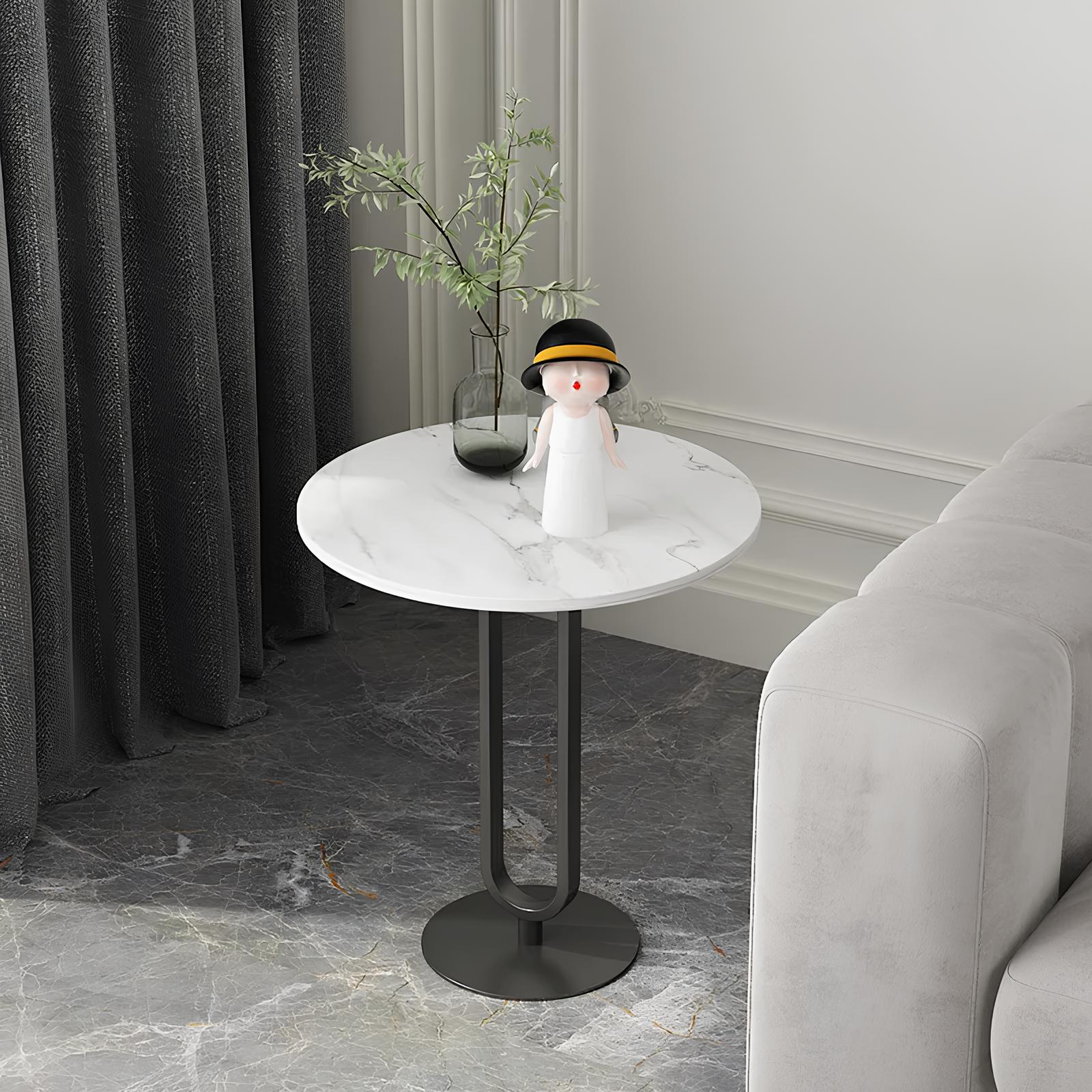 Minimalist Stone Plate Round Coffee Side End Sofa Table - Homevalley.co.uk