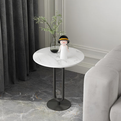 Minimalist Stone Plate Round Coffee Side End Sofa Table - Homevalley.co.uk