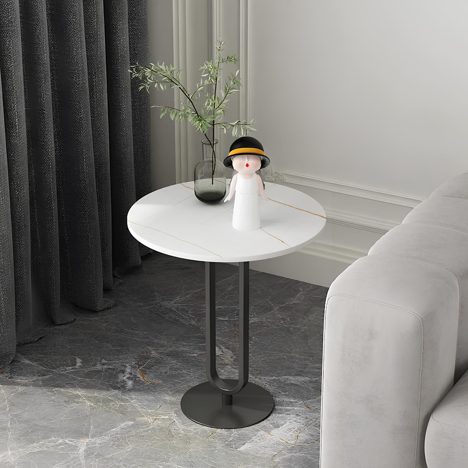 Minimalist Stone Plate Round Coffee Side End Sofa Table - Homevalley.co.uk