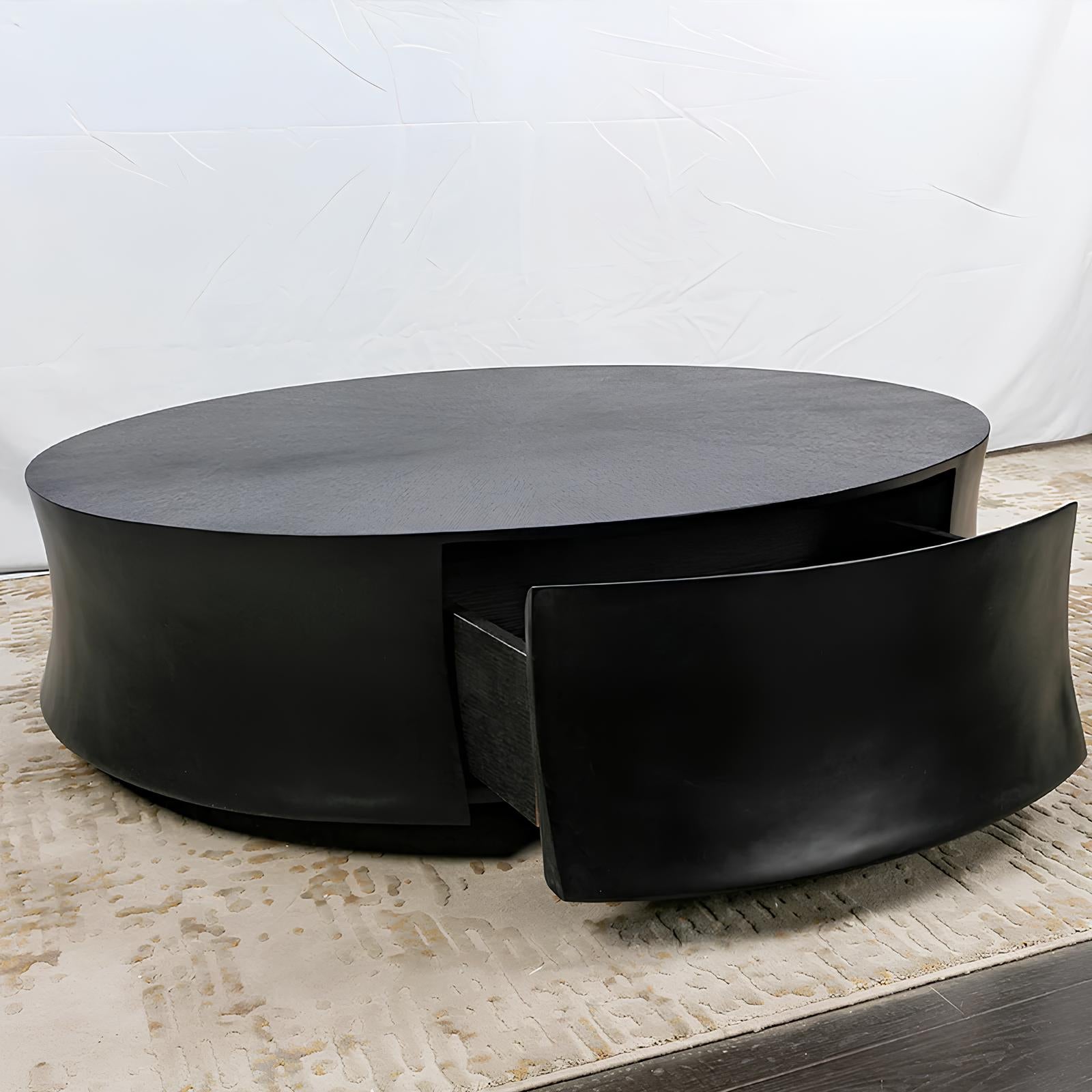 Minimalistic Modern Round Black Coffee Table - Homevalley.co.uk