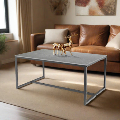 Modern Marble Metal Frame Open Rectangle Coffee Accent Table - Homevalley.co.uk