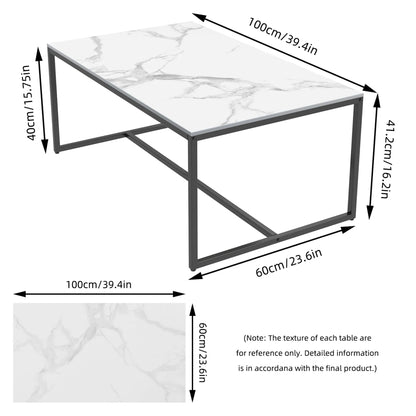 Modern Marble Metal Frame Open Rectangle Coffee Accent Table - Homevalley.co.uk