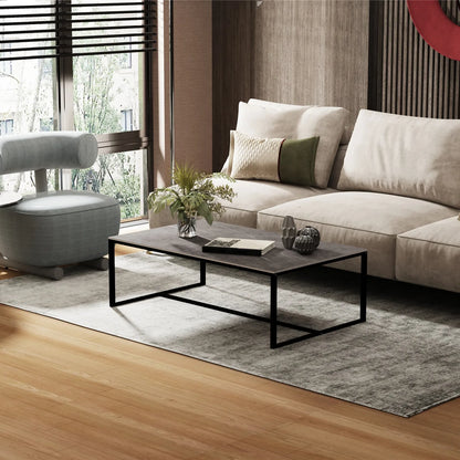 Modern Marble Metal Frame Open Rectangle Coffee Accent Table - Homevalley.co.uk