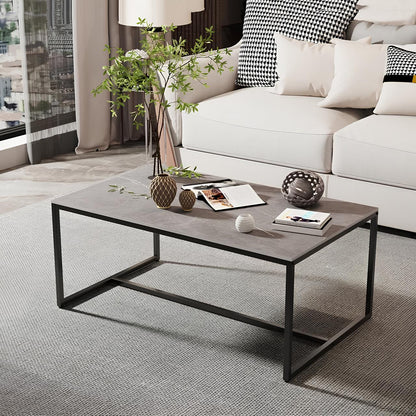 Modern Marble Metal Frame Open Rectangle Coffee Accent Table - Homevalley.co.uk