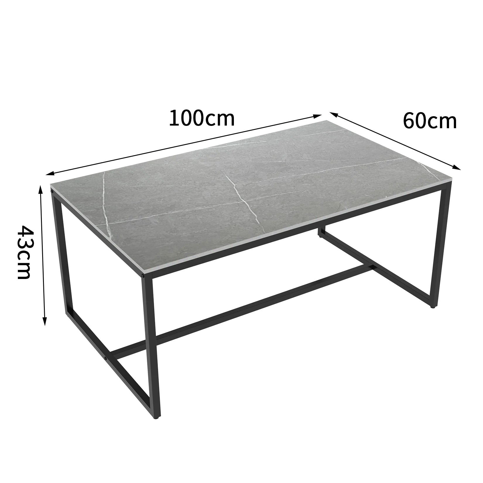 Modern Marble Metal Frame Open Rectangle Coffee Accent Table - Homevalley.co.uk