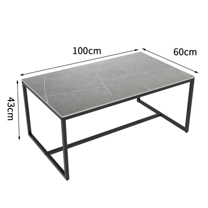 Modern Marble Metal Frame Open Rectangle Coffee Accent Table - Homevalley.co.uk