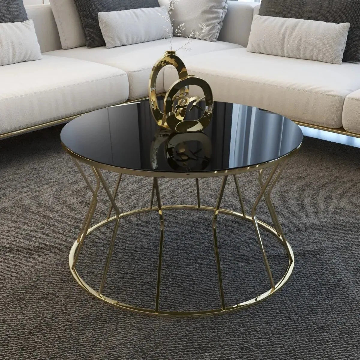 Modern Round Coffee Table with Durable Mirror Surface - Homevalley.co.uk